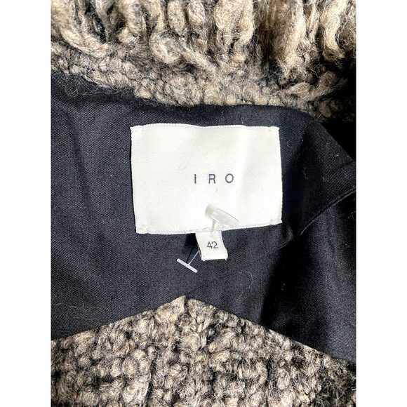 IRO Campbell Open Boucle Cardigan Jacket Wool Mohair Frayed Brown Taupe… - Picture 6 of 9